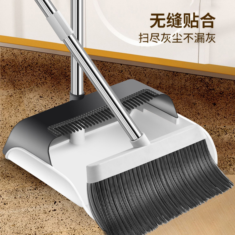 New Sweeping Broom Set Wholesale Household Soft Hair Broom Plastic Stainless Steel Whisk Broom Long Toothed Dustpan Combination Specification drawing