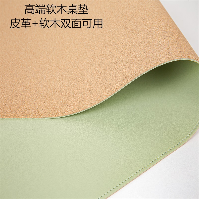 软木皮革鼠标垫超大耐脏简约电脑办公桌垫纯色学生写字垫可印LOGO