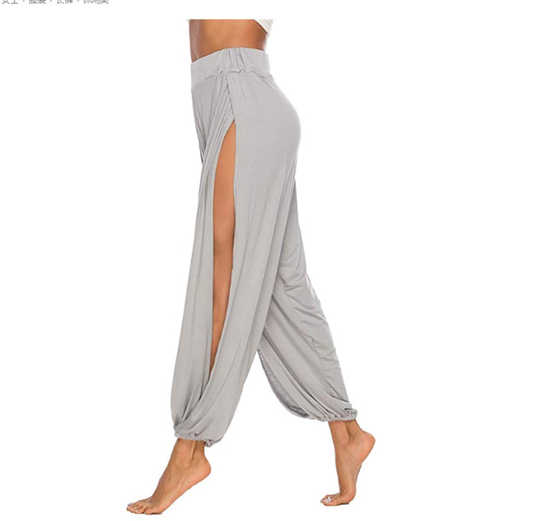 2022跨境亚马逊wisheBay新款欧美女式运动高开叉嬉皮哈伦裤瑜伽裤详情图2