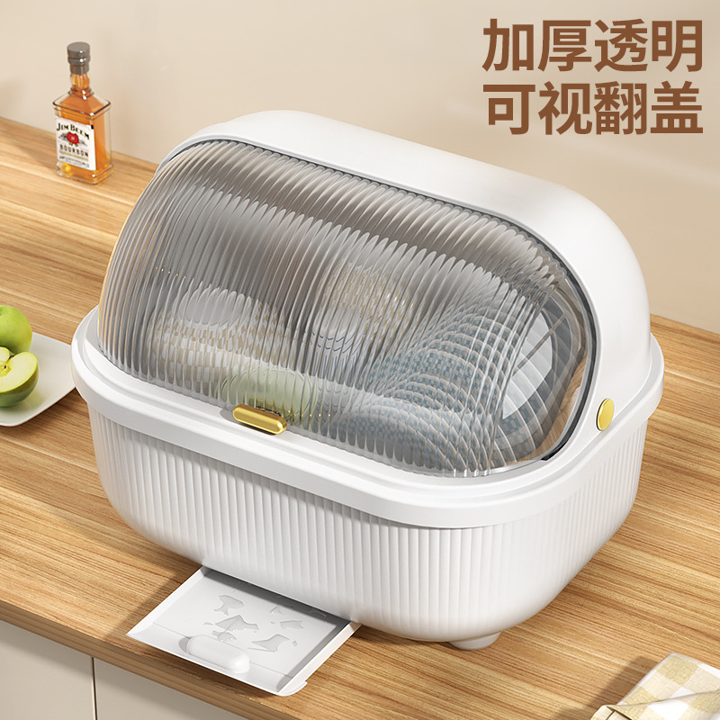 Utensil And Tableware Storage Box Household Extra Large Dustproof Dish Drain Rack With Cover Kitchen Floor Drain Rack Application Scenario