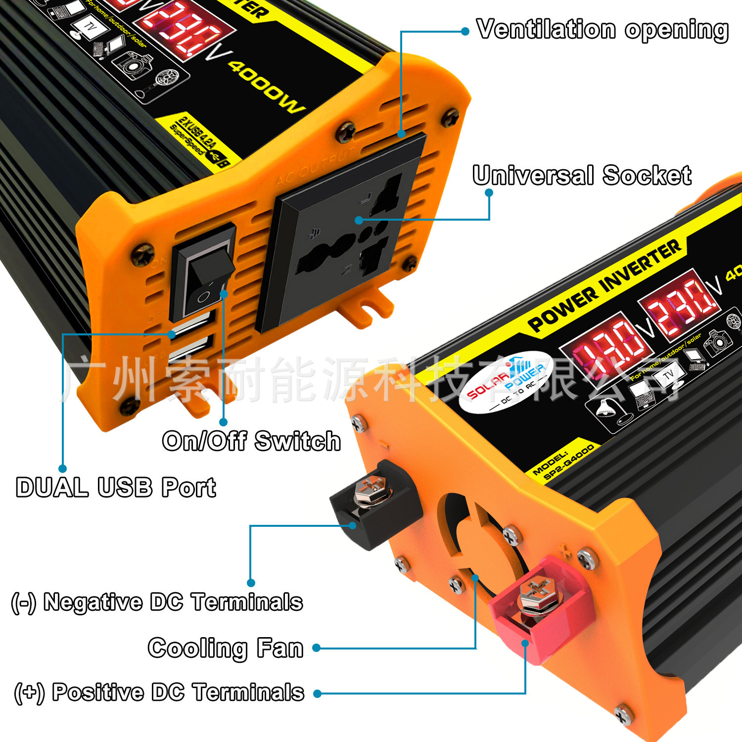 Legend II Car inverter 300W 12V to 220V/110V Cross-border Inverter with voltage display pic 10