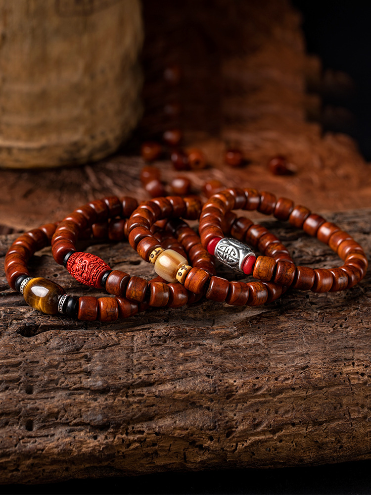 Tibetan-style yak bone bracelet for men, playing with Buddhist prayer beads and bones, Tibetan prayer beads and ox horn bracelet, cultural and artistic bracelet Specification image