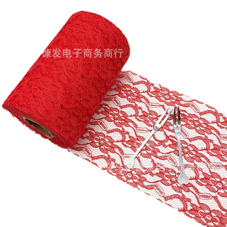 6-inch 25-yard orchid lace roll decoration material, diy fabric, wedding decoration supplies, American mesh roll Item Picture