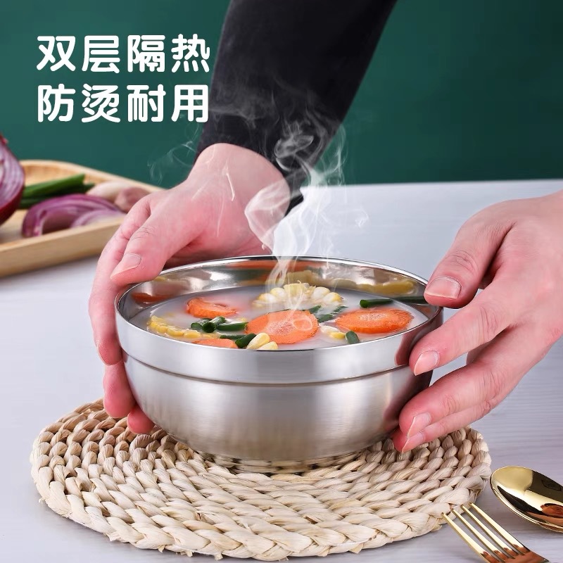 304 Stainless Steel Bowl Food Grade Soup Bowl Household Children Double Heat Insulation Small Bowl Korean Platinum Bowl details Picture