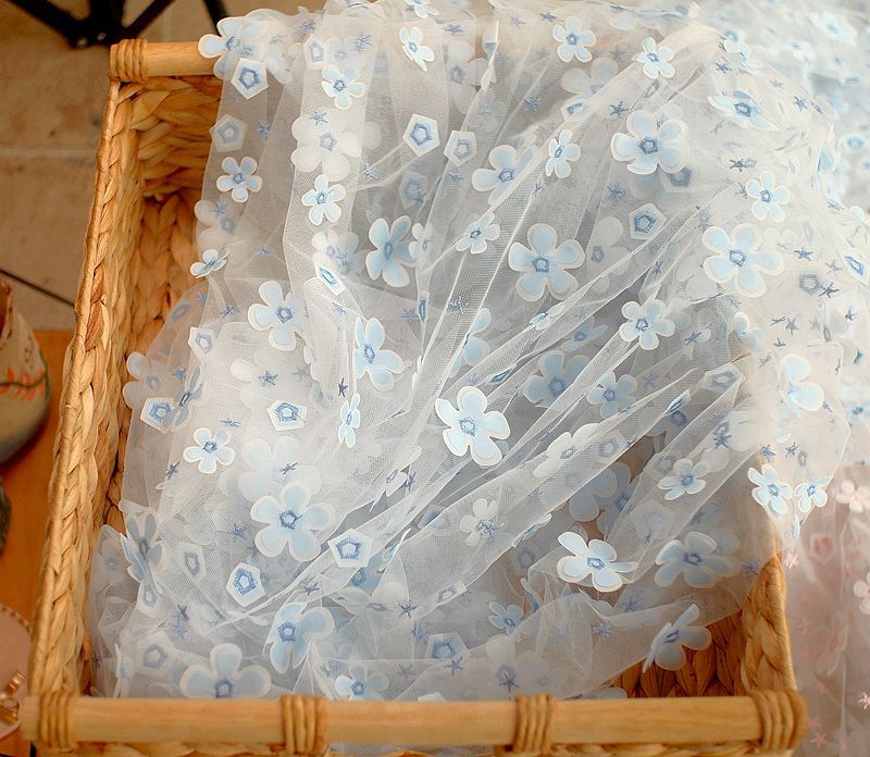 Flower Fairy full-width mesh embroidery lace three-dimensional applique handmade fabric clothing design fabric children's dress mesh Specification image