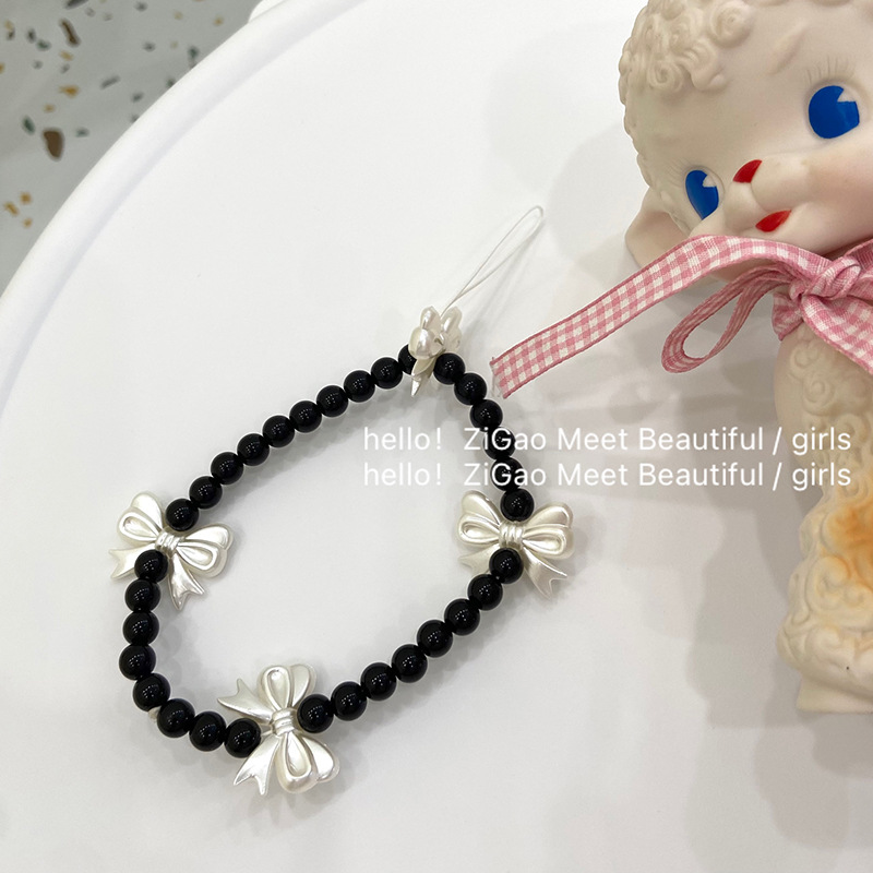Fashion Simple Jewelry Hanging Silver Bow Beaded Instagram Red Wind Accessories Diy All Match Mobile Phone Chain Application Scenario