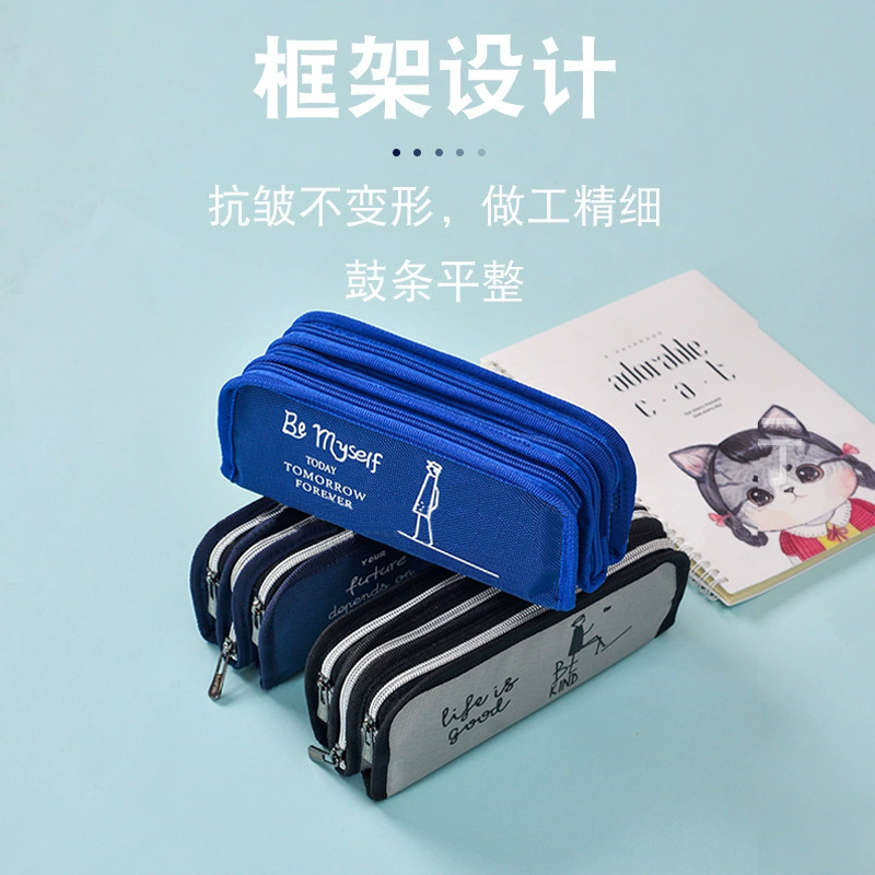 Small Wholesale Large Capacity Oxford Budo Zipper Pen Bag Manufacturers Directly For Primary And Secondary School Students To Receive Pencil Pencil Case Application Scenario