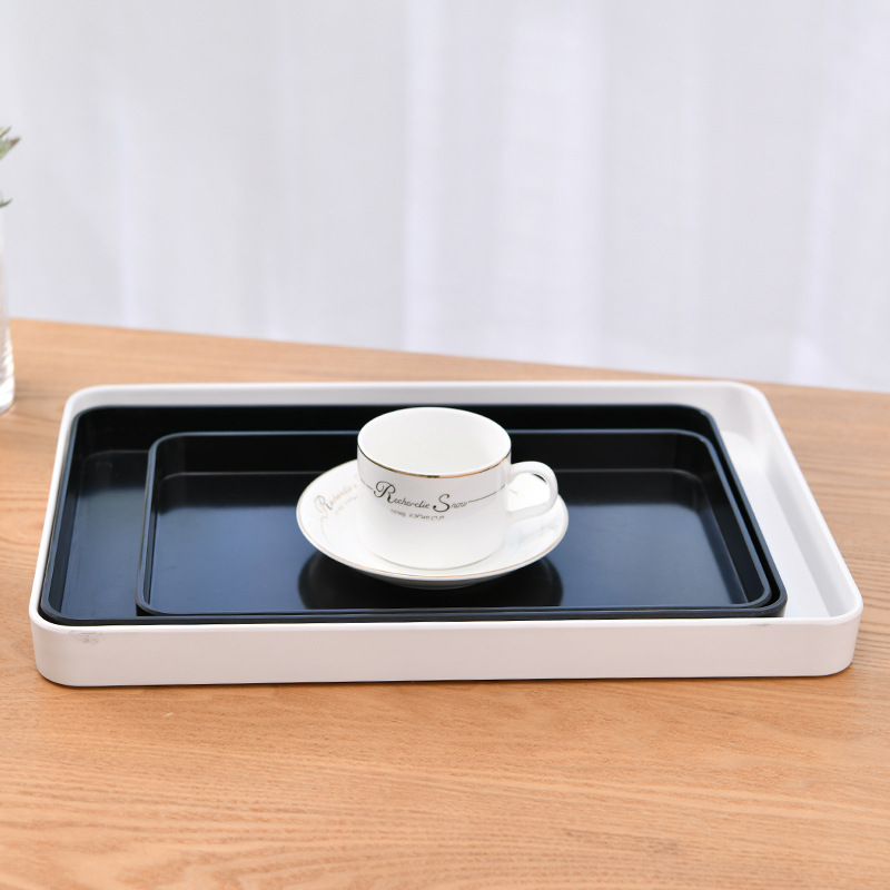 Thickened Solid Color Rectangular Tray Fast Food Plate Imitation Porcelain Melamine Dish Tableware Tea Plate Cake Plate details Picture