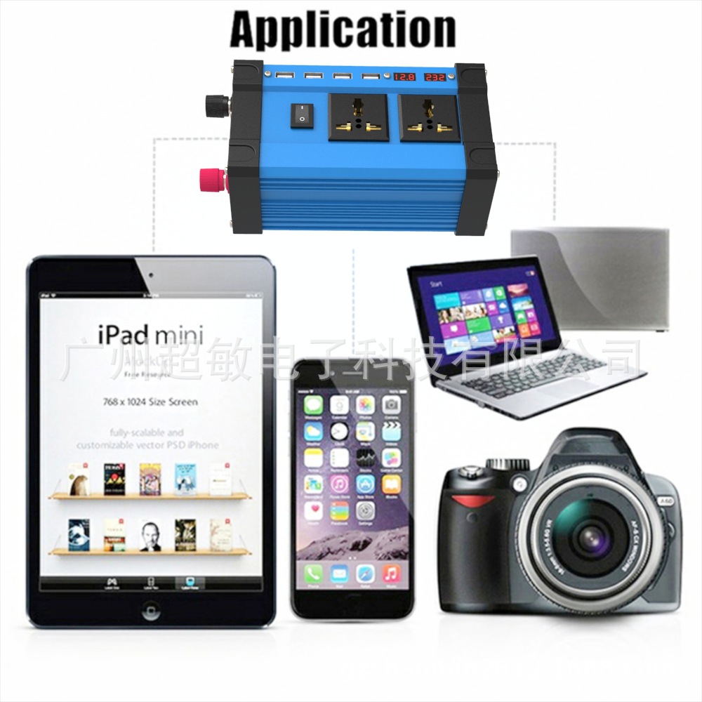 Inverter 300W cross-border converter 12V to 220V110V smart LCD dual display 4USB4.2A fast charging pic 65