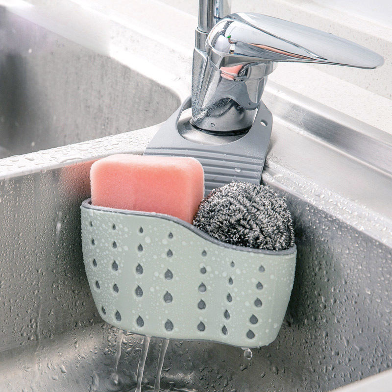 Double Vertical Sink Sponge Drain Hanging Bag Sink Storage Rack Hanging Basket Faucet Storage Rack Draining Basket
