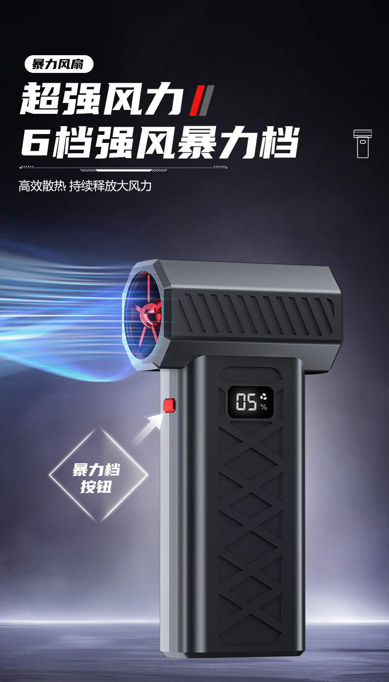 跨境爆款便携式暴力风扇大功率空调吹风机除尘吹雪应急照明救援详情6