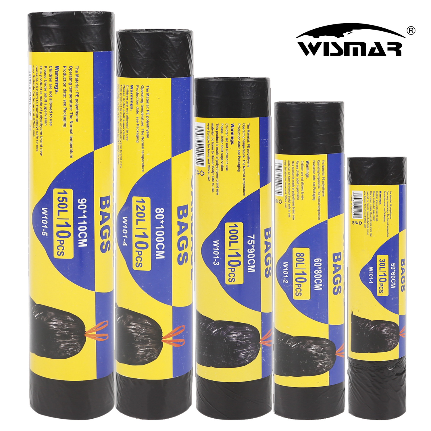 跨境英文版抽绳垃圾袋Drawstring garbage bags Trash bags