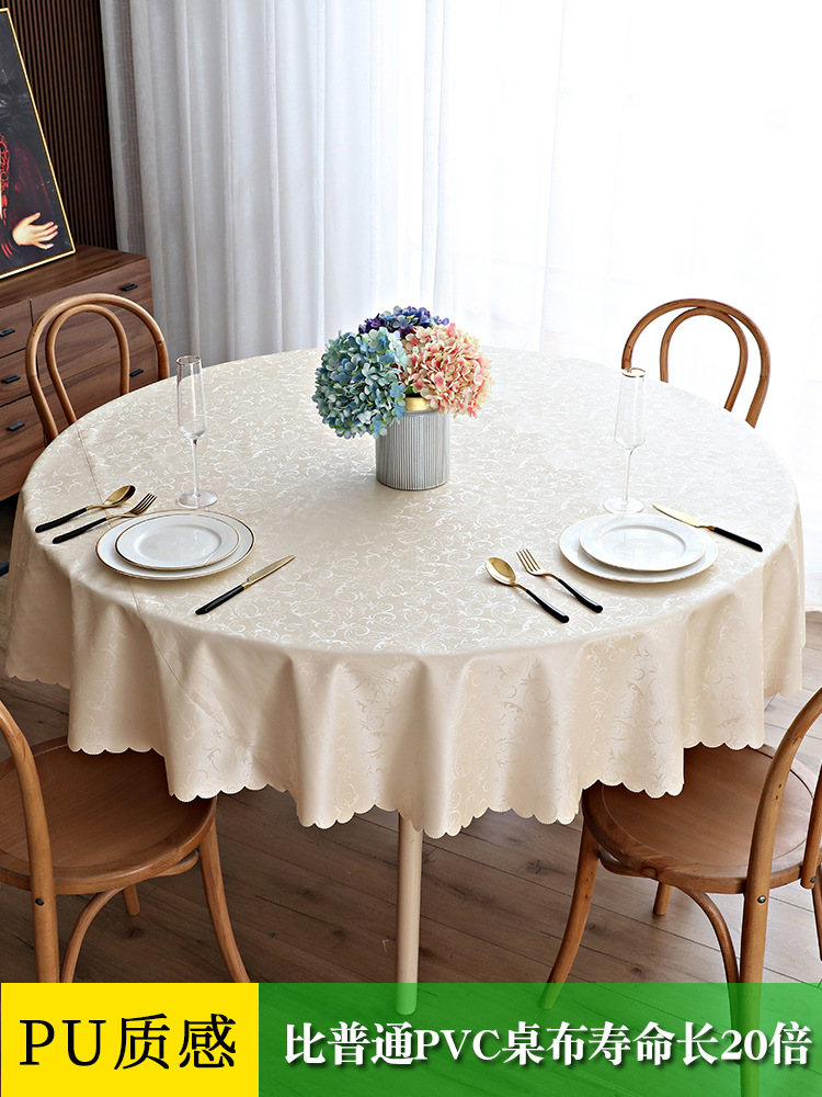 Cross-Border Waterproof And Oil-Proof Hotel Tablecloth Household Round Table Tablecloth Linen Linen Hotel Tablecloth Wholesale details Picture
