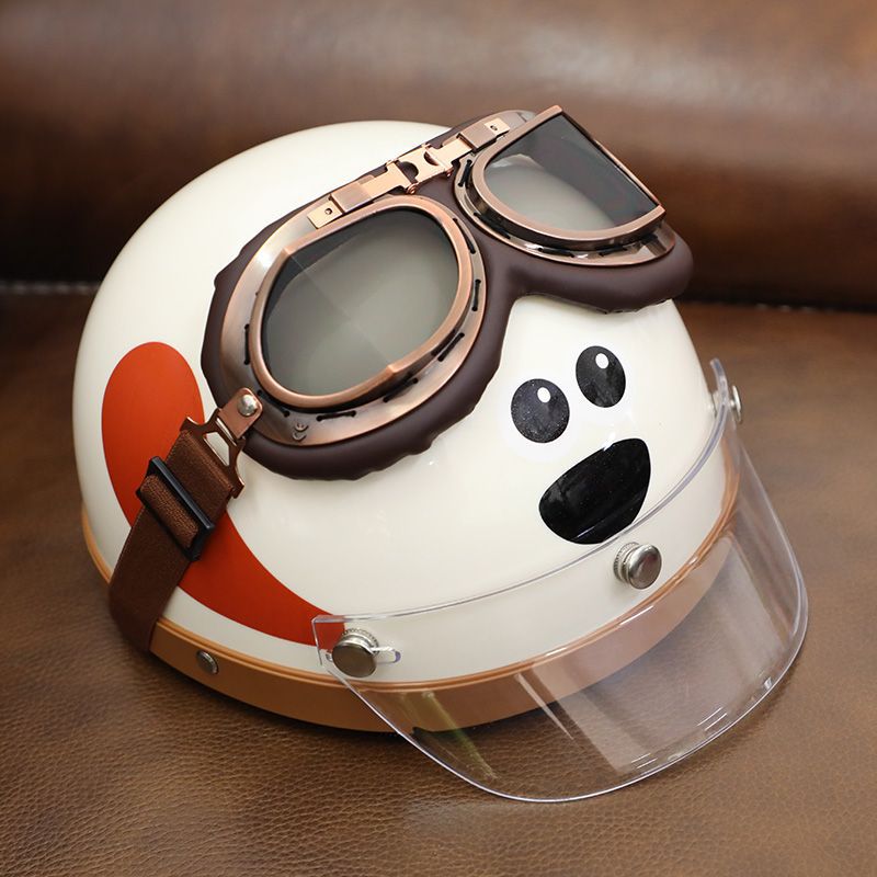 3c certified cartoon dog helmet Electric vehicle Half helmet winter male and female couple Harley helmet cute high appearance level Specification drawing