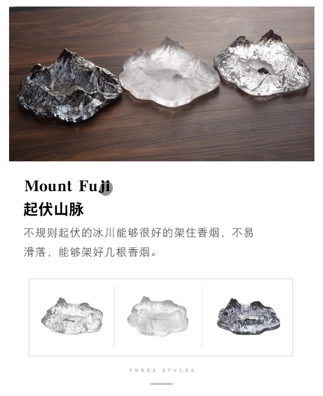 日式富士山烟灰缸水晶玻璃冰山雪山雪茄缸酒吧办公室家用轻奢潮流详情6