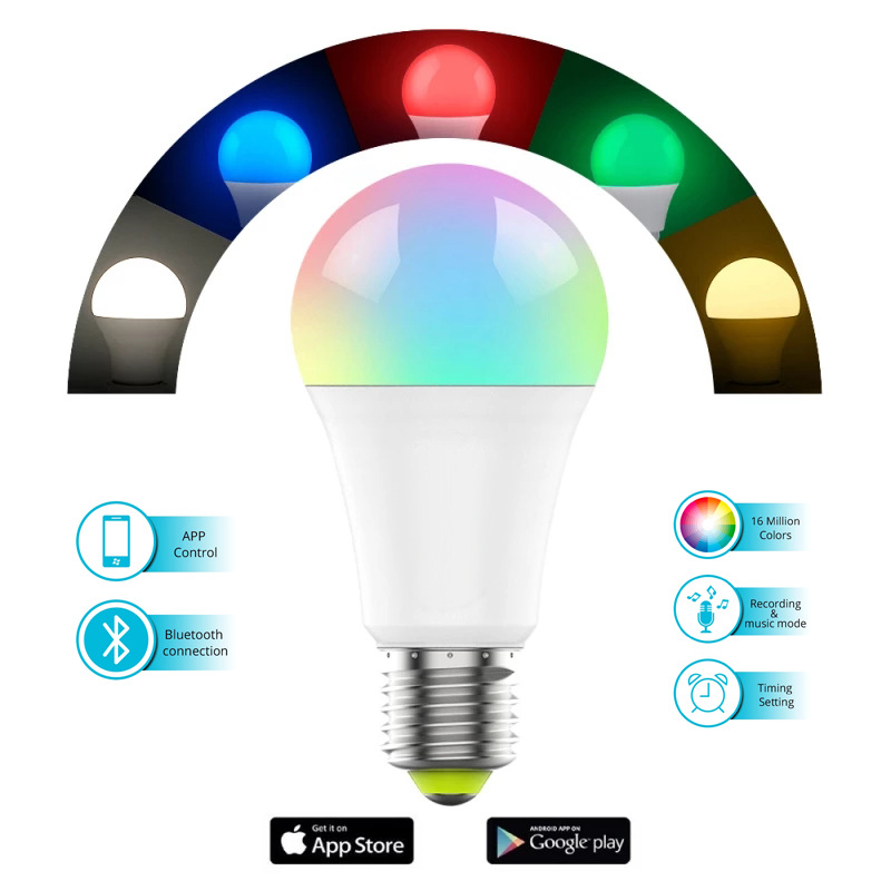 Private mold smart bulb Bluetooth bulb RGBCCT mobile phone controlled led bulb five-channel details Picture