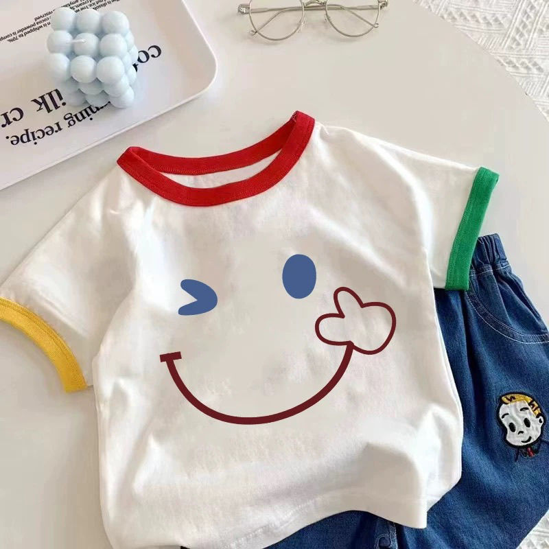 100%纯棉男童女童儿童装夏装短袖t恤2025新款宝宝洋气卡通上衣服