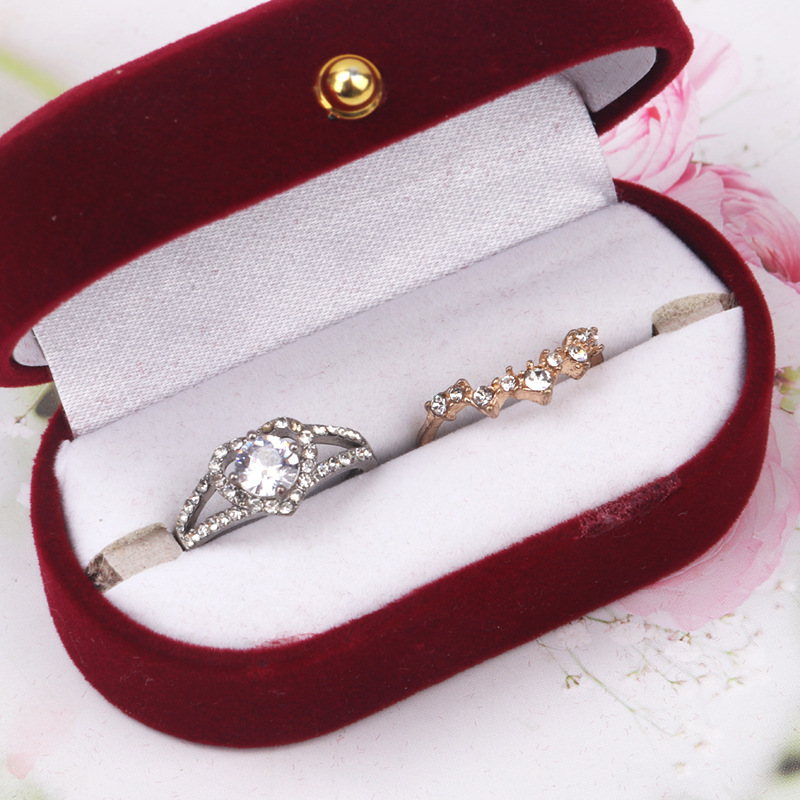 Vintage Ring Earrings Flannelette Small Storage Box Simple High-End Earrings Packing Box Store Display Box Specification drawing