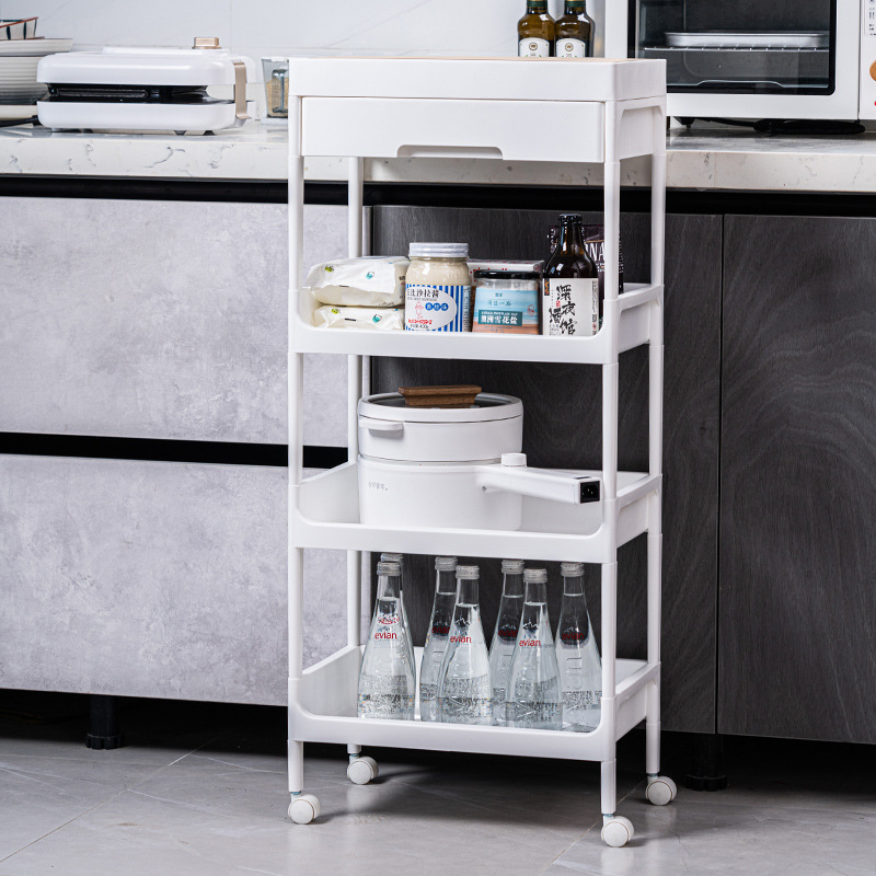 Cart Storage Shelf Floor-To-Ceiling Kitchen Bathroom Mobile Snack Bathroom Multi-Storey Bedroom Bedside Storage Shelf details Picture
