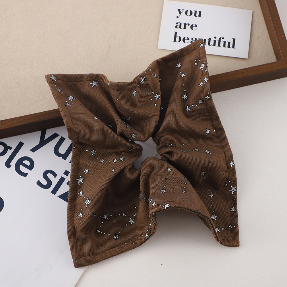 Korean-style starry sky hair band with a high-end feel, solid color satin square scarf headband hair accessory, ins style large colon hair band hair accessory details Picture