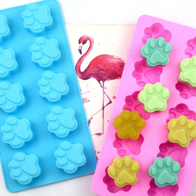 Minghao 10 Cartoon Cat Paw Bear Paw Silicone Soap Mold Cold Soap Mold Silicone Chocolate Baking Mold