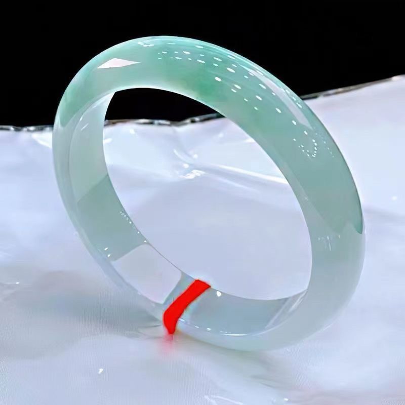 [With Certificate] Myanmar Jade Bracelet Old Pit Ice Waxy Kind Of Ring Blue Water Light Green Jade Bracelet Birthday Gift Item Picture