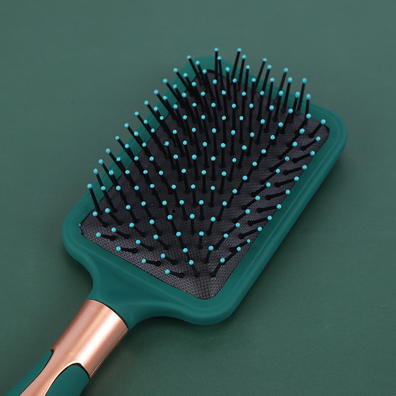 Massage comb, dark green elastic paint airbag comb, noble lady's smooth hair, negative ion curling comb, logo printed air cushion comb details Picture