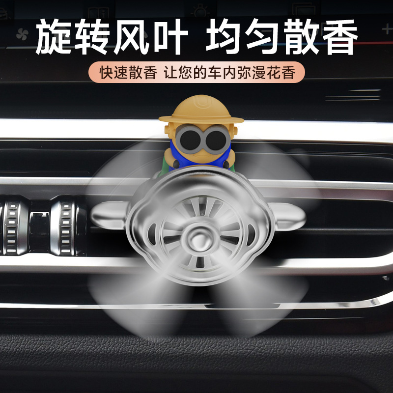 Car aroma diffuser, small airplane air conditioning outlet fan, rotating solid car decoration, cartoon cute fragrance Specification image