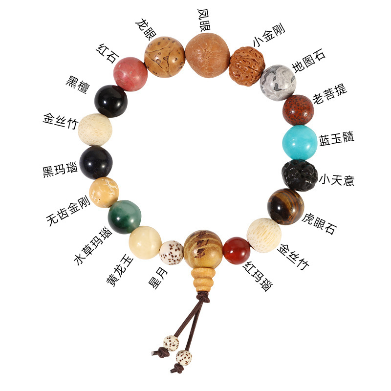 Little Red Book With Eighteen Seed Bodhi Rosary Bracelet Men's Multi-Treasure Buddhist Bead Bracelet Women Fringe Car Hanging Jewelry Item Picture