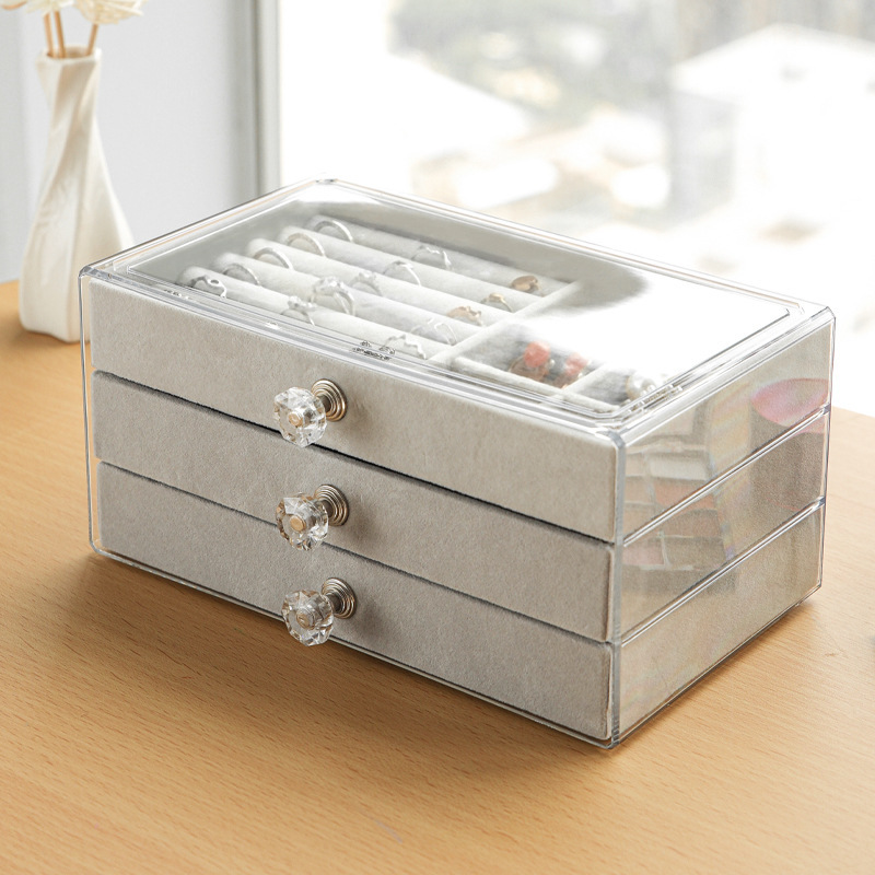 Multi-Layer Gray Drawer Type Jewelry Cosmetics Storage Box Earpiece Lipstick Watch Organizer Box Acrylic Display Stand Specification drawing
