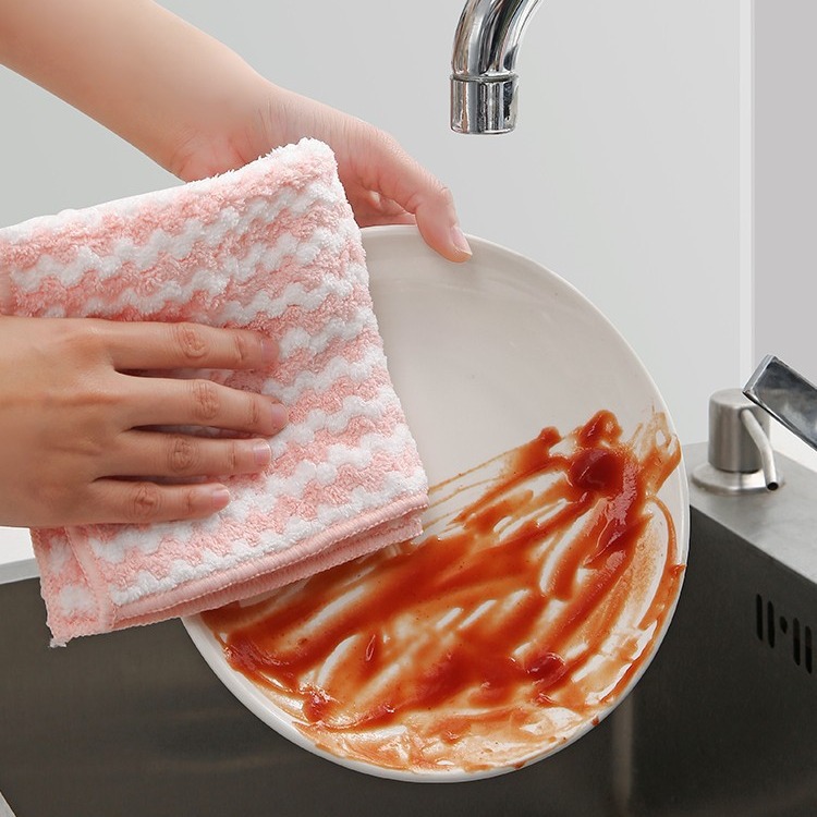 25*25 kitchen cleaning cloths, absorbent dishcloths, oil-free dishcloths, scouring pads, household cloths, 1 yuan supply Specification image