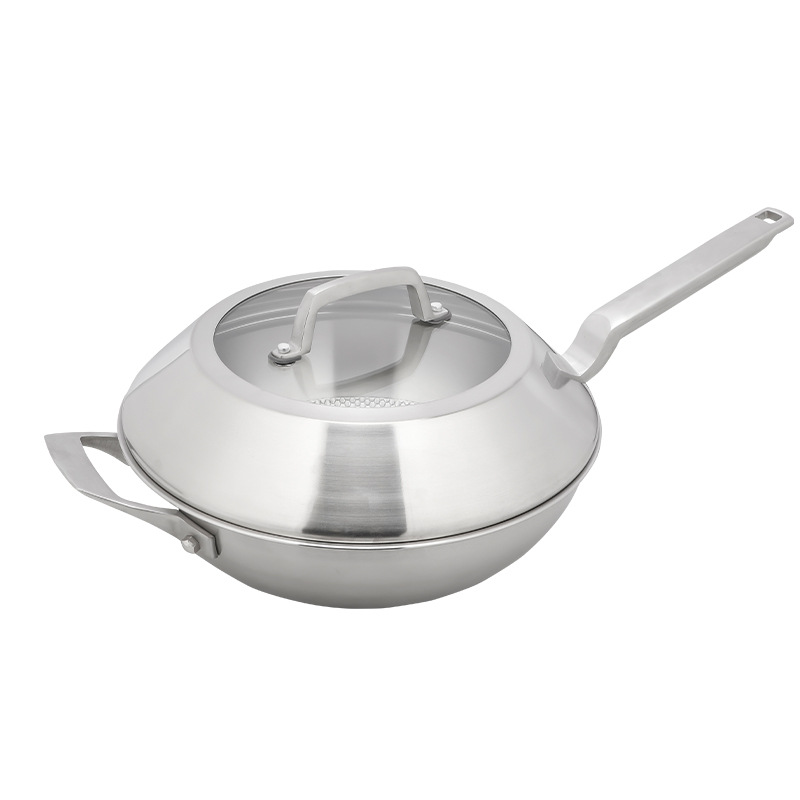 Strict Selection 304 Stainless Steel Wok Household Non-Coated Non-Stick Pan Wok Cooking Pot Induction Cooker Gas Stove Universal Item Picture