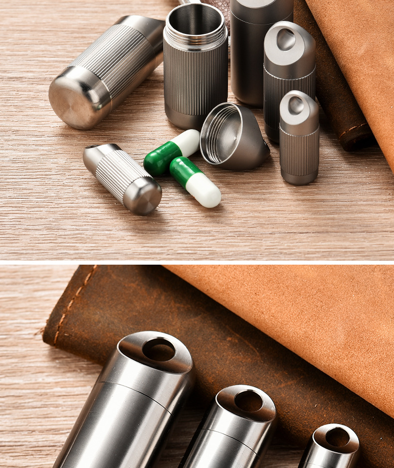 Cross-border new in-stock titanium alloy sealed warehouse portable waterproof medicine storage warehouse pill box pure titanium metal can pic 19