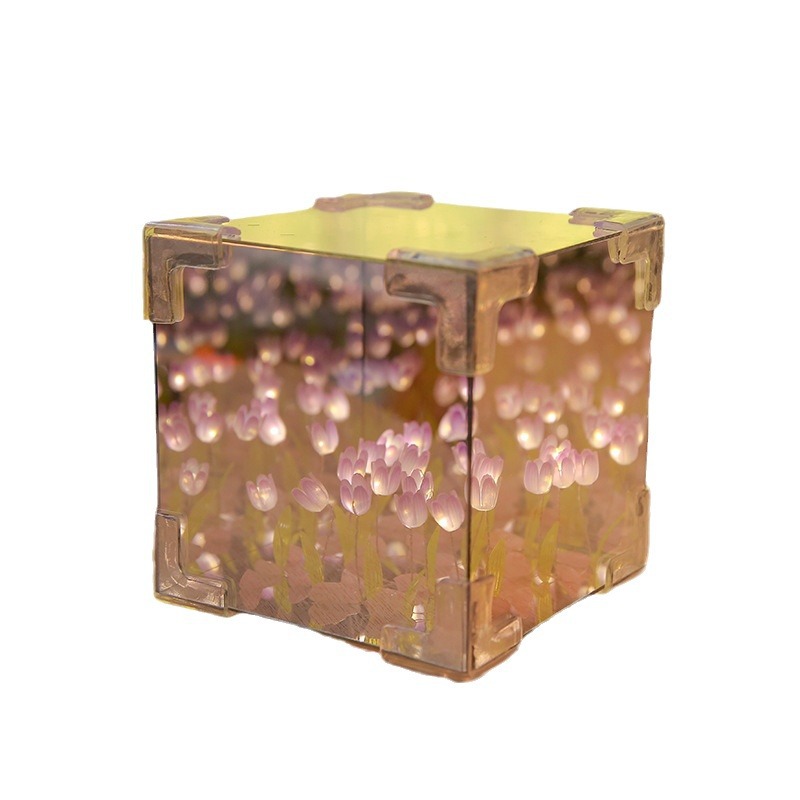 On The Same Day, The Same Day, The Flower Sea Rubik's Cube Tulip Three-Dimensional Night Light Handmade Diy Material Package To Send Girlfriends Gifts Item Picture