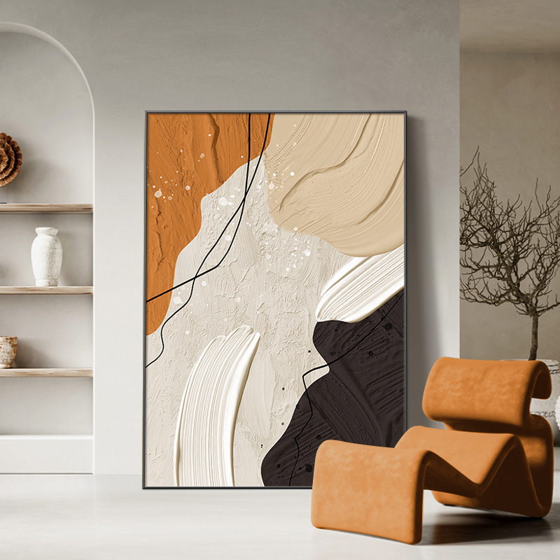 2025新款抽象客厅装饰画轻奢高级感挂画奶油风沙发背景墙落地壁画