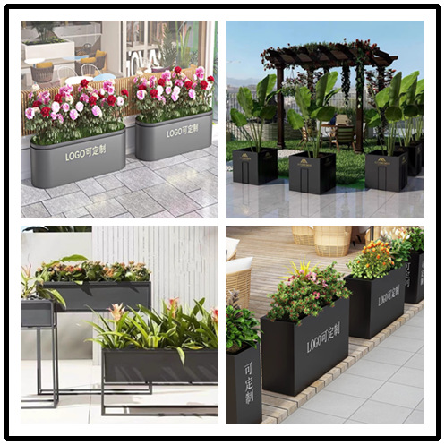 Outdoor stainless steel flower box Iron flower stand Sales Department flowerpot Movable yard square street fence commercial street