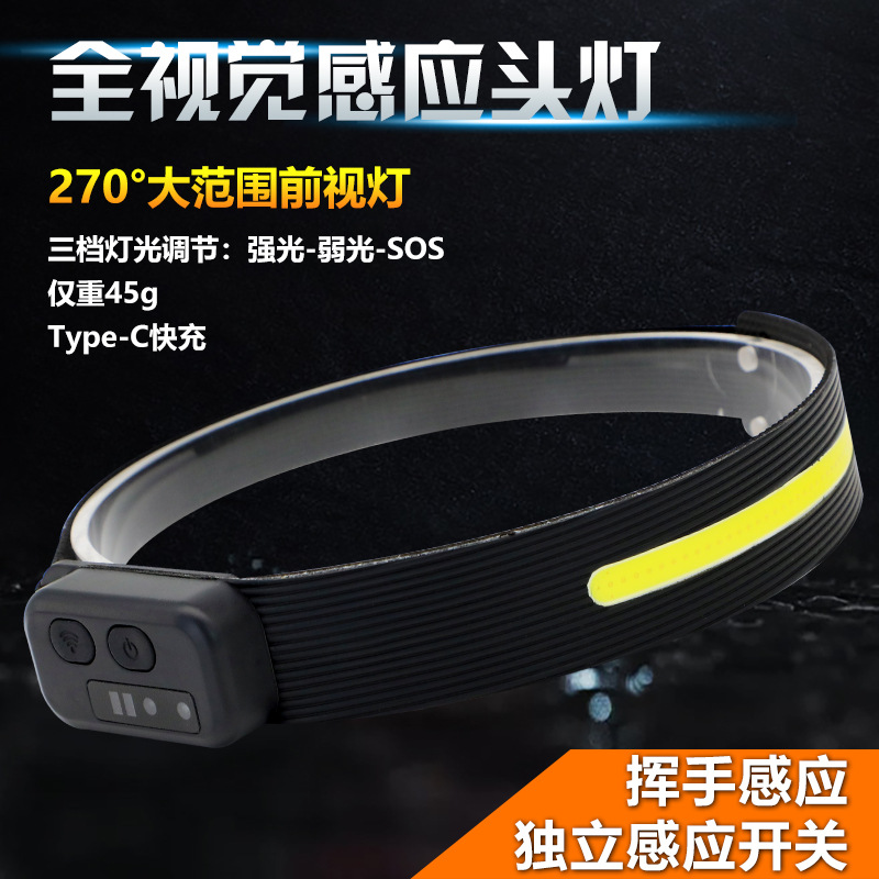 2023 Cross-border sensor headlights, outdoor cycling lights, USB charging night running lights, LED strong headlights, night fishing lights
