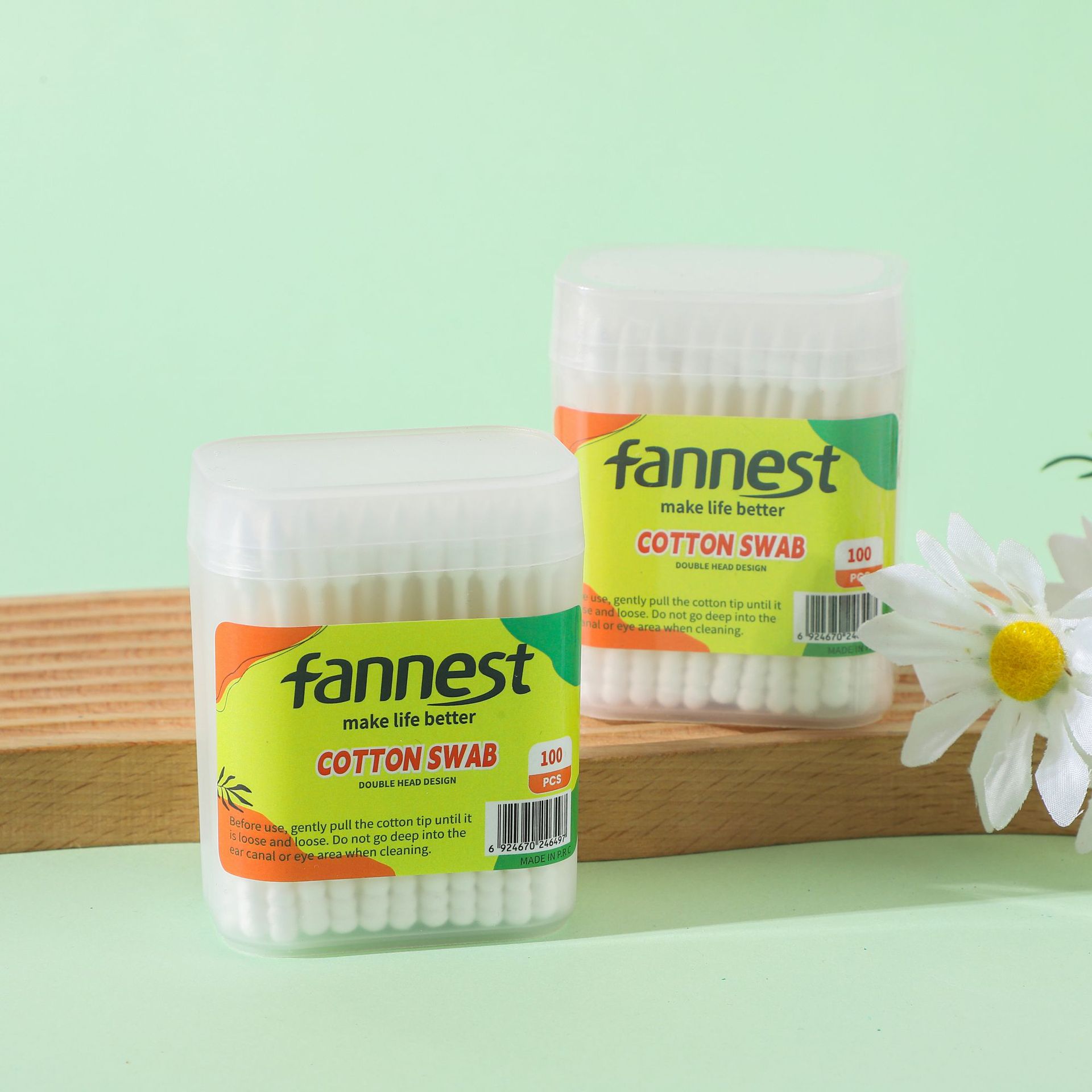 跨境竹木棒双头多功能棉签一次性卫生棉棒掏耳勺化妆卸妆美妆棉签