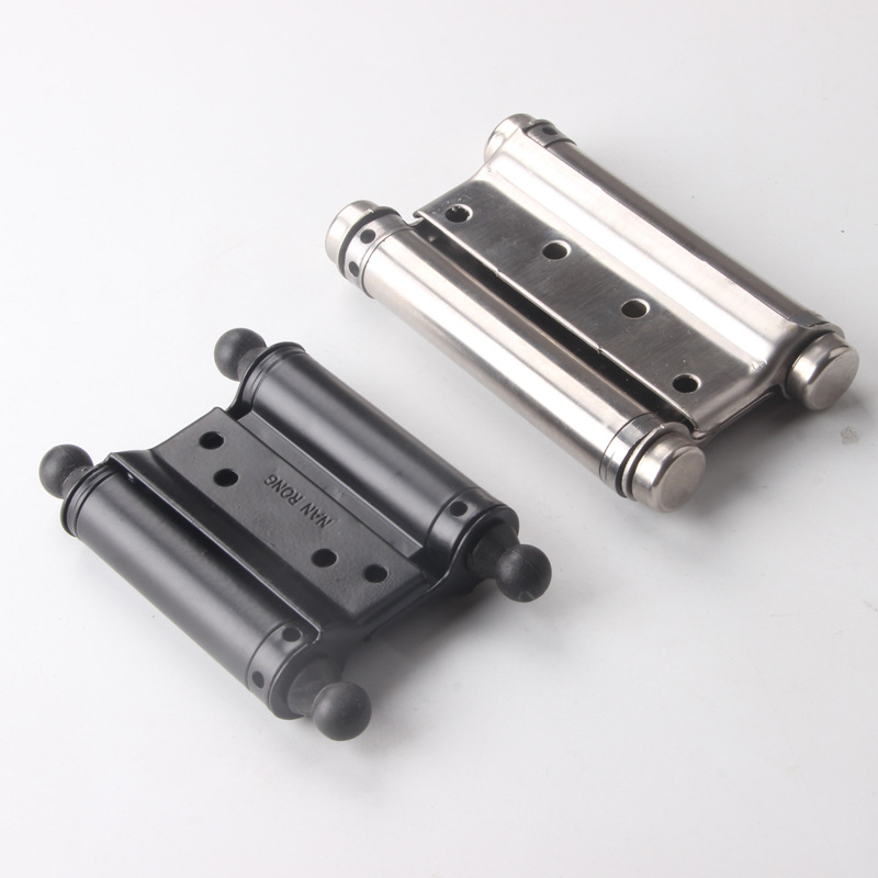 Stainless steel double hinge double - way spring hinge inside and outside the two - way automatic closing black Specification drawing