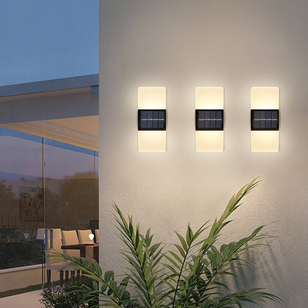 Solar Outdoor Garden Light Double Head Acrylic Wall Light Waterproof Outdoor Light Up And Down Wall Decorative Garden Light Specification drawing