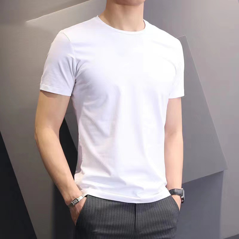 Men's short-sleeved T-shirt, slimming base layer, cotton mini shirt, pure white T-shirt, half-sleeved T-shirt, inner lining. details Picture