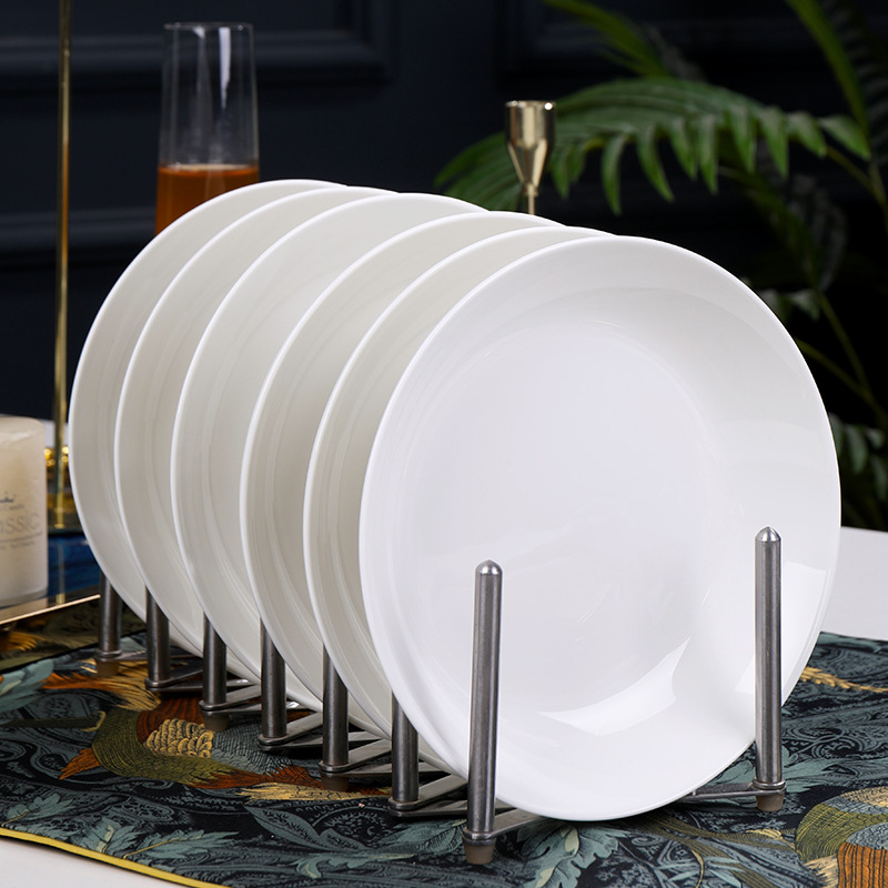 高骨骨瓷盘子菜盘家用深口碟子陶瓷餐盘组合套装纯白深盘白瓷餐具