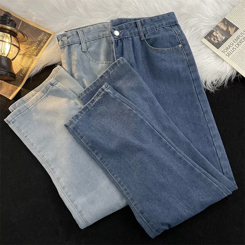 Spring style men's American retro straight-leg jeans, spring and summer washable trendy brand wide-leg floor-length pants