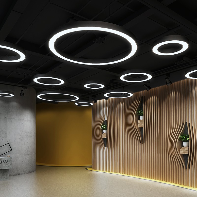 圆形圆环吊灯工业风led圆圈灯办公室健身房店铺超市商场环形灯具