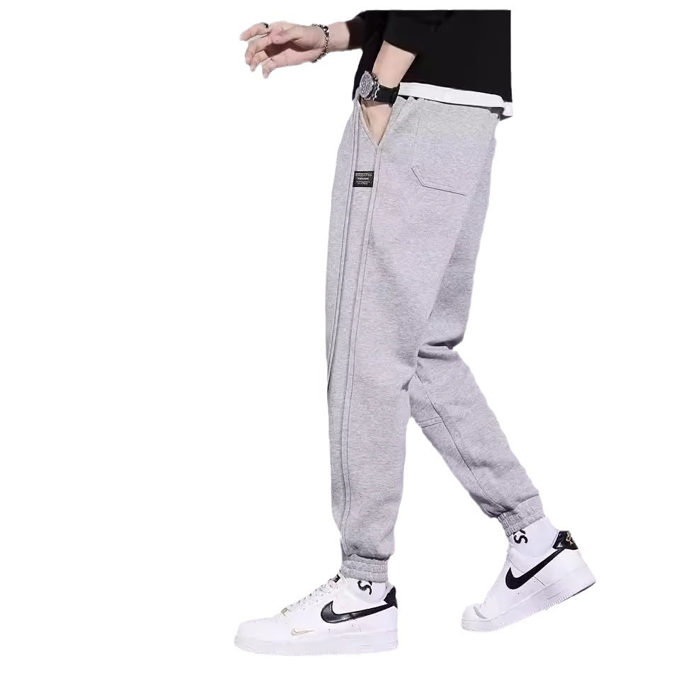 Casual sweatpants for men, spring and autumn loose tight-fitting pants, autumn drawstring stretch knitted sportswear, Harun trendy men's long pants Item Picture