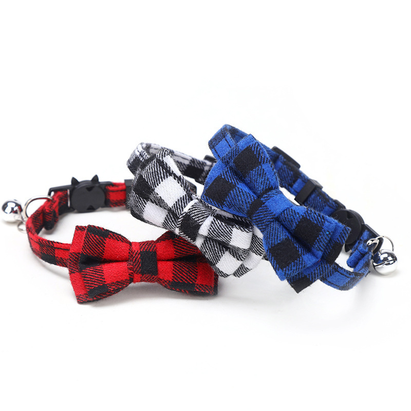 Fabricante recto para mascotas campanas collar de perro plaid cloth bow patch cloth cat head insert depot cat collar Application Scenario