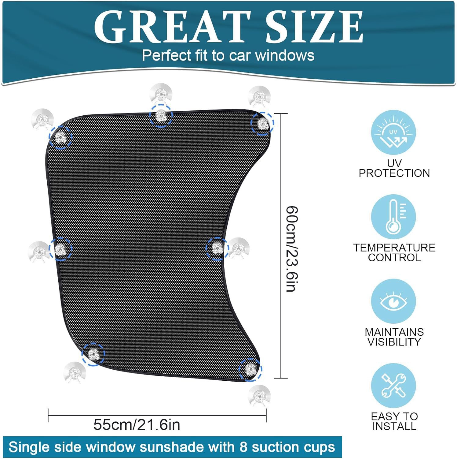 Cross border general purpose truck sunshade RV anti-glare anti-UV protective cover with suction cup side window sunshade Item Picture