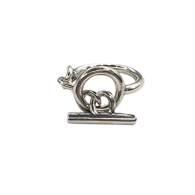 02487 European and American style creative circular chain OT buckle ring for men and women, retro and fashionable style, individual and trendy ring Item Picture