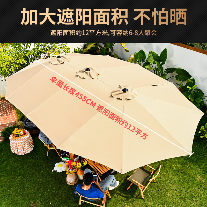 Wholesale of three-head sunshades, outdoor courtyard leisure sheds, mid-column umbrellas, beach canopies, sun umbrellas, and outdoor garden camping umbrellas details Picture