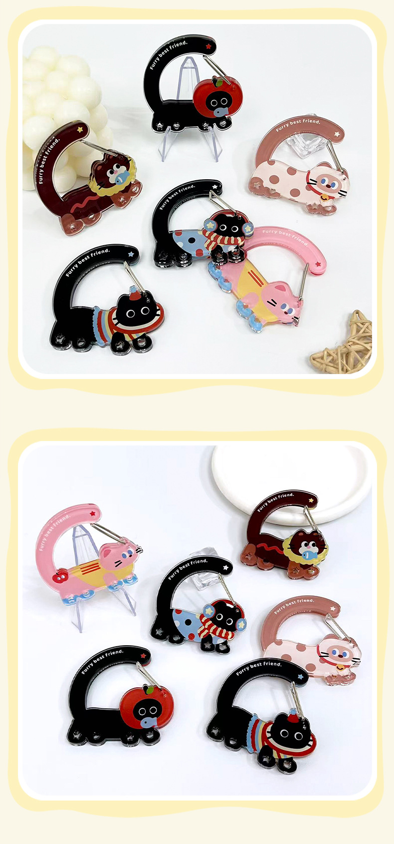 亚克力异形登山扣卡通猫咪爬山扣多功能男女包包钥匙扣挂件diy详情10